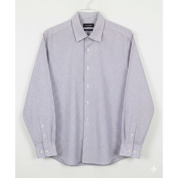 CK Calvin Klein Men's 16 32/33 Large Red Gingham Plaid Non Iron Dress Shirt - Picture 1 of 5